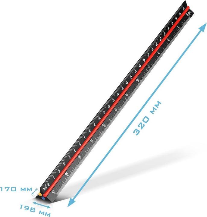 Produktbild Stahlwerk Dreikant-Lineal 3er Set 30 cm mit metrischen Skalen Architekten-Lineal (30 cm)