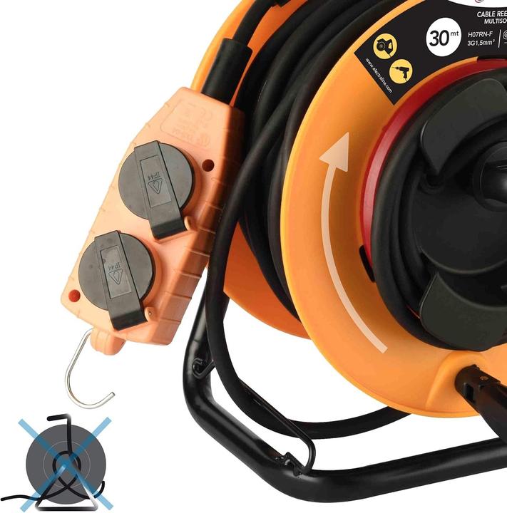 Actual product image Electraline Cable Reel with Extension Cord and Multiple Outlets (30 m, 1.50 mm²)
