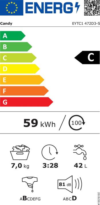 Energie-Label Candy EYTC1 472D3-S (7 kg, Oben)