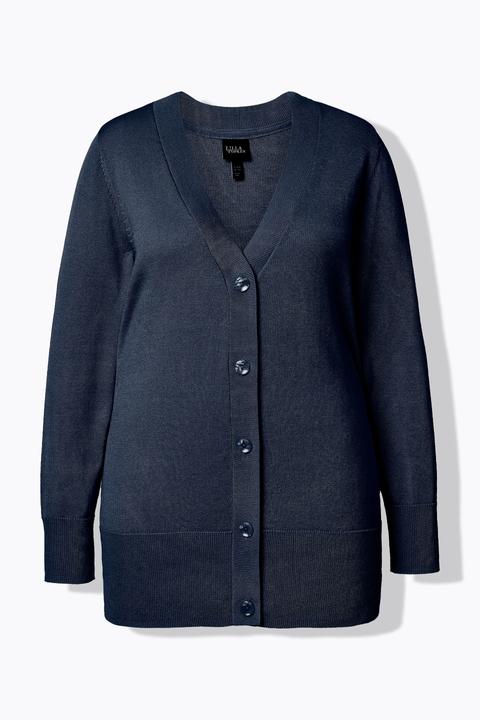 Produktbild Ulla Popken Strickjacke, V-Ausschnitt, Knopfleiste, Feinstrick