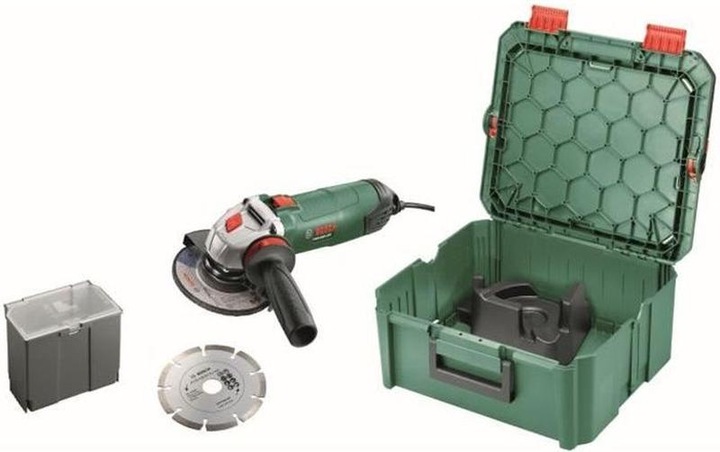 Productafbeelding Bosch Home & Garden PWS 850-125 + Haakse slijpmachine SystemBox - 850 W - Incl. antivibratiehandgreep, diamantdoorslijps (125 mm)
