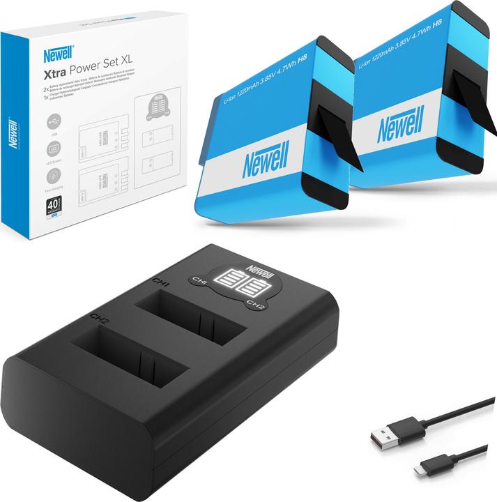 Newell Zestaw ładowarka dwukanałowa DL-USB-C i dwa akumulatory SPJB1B do GoPro Hero 8