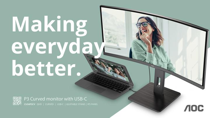 Actual product image AOC CU34P3CV (3440 x 1440 pixels, 34")
