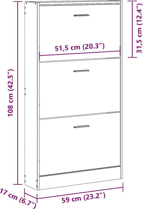 Actual product image vidaXL Schuhregal (59 x 17 x 108 cm)