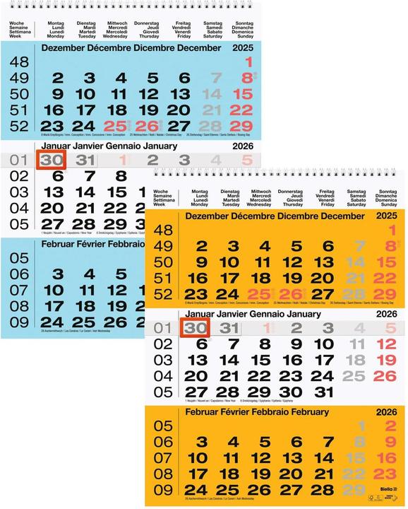 Image du produit Biella Monatskalender (31 x 40 cm, Couverture rigide, Allemand, Français, Italien, Anglais)