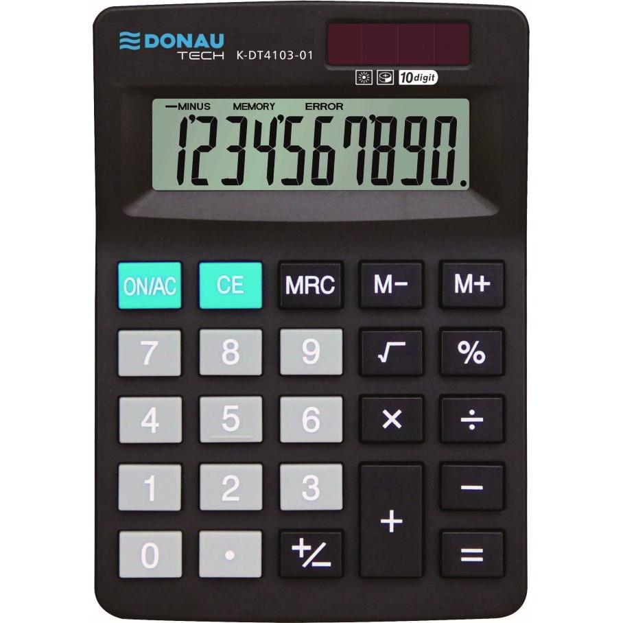 Donau, Taschenrechner, Taschenrechner Bürorechner 10 Ziffern. Schwarz (Solarzellen, Batterien)