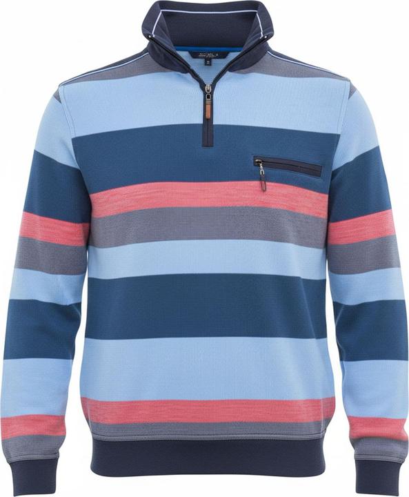 Image du produit Hajo Pull-over Streifensweater "StayFresh" Herren marine/rot (50, 52)