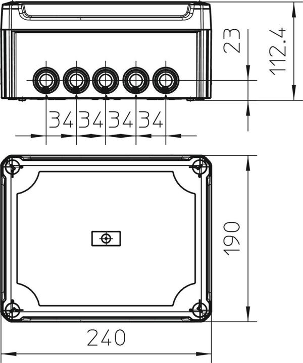 Produktbild OBO Bettermann OBO T 250 HD LGR Kabelabzweigkasten mit hohem Deckel 240x190x115 lichtgrau