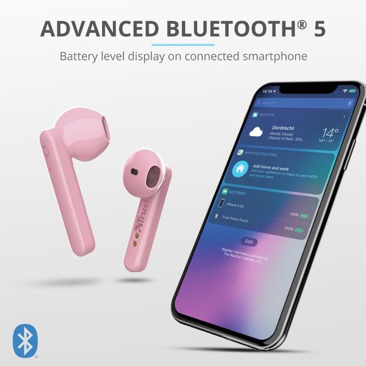 Produktbild Trust Primo Touch Bt Earphones Pink (12 h, Kabellos)
