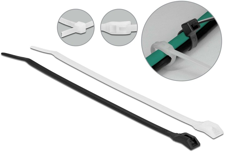 Delock Kabelbinder mit flachem Kopf L 370 x B 3,6 mm 100 Stück (Kunststoffkabelbinder, 370 mm, 100 Stk.)