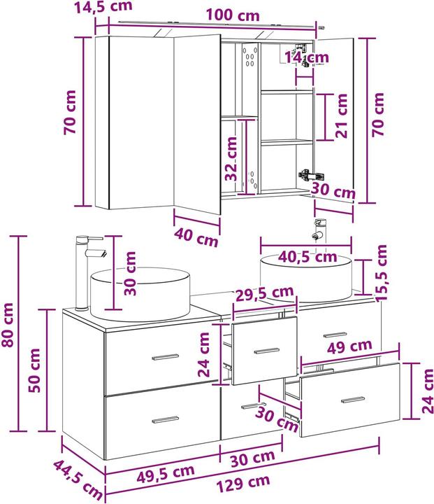 Produktbild vidaXL Badezimmerschrank-Set