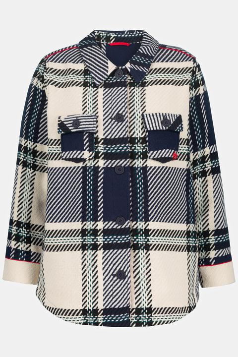 Immagine prodotto Ulla Popken Giacca a quadri con collo da camicia e maniche lunghe (46, 48)