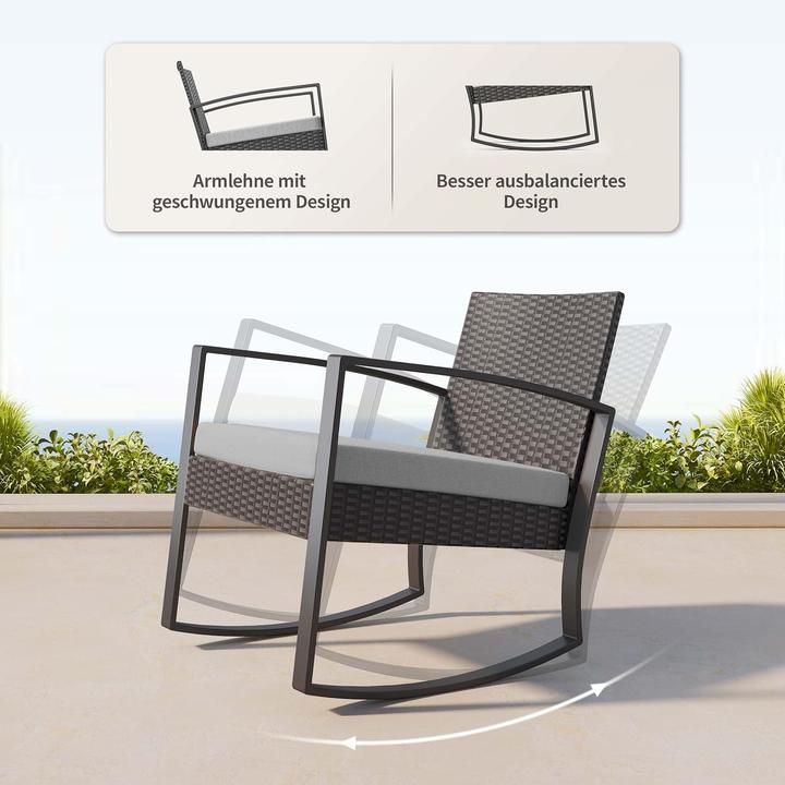 Immagine prodotto Milkii Gartenmöbel Set, zwei Stühle & Tischchen, Grau