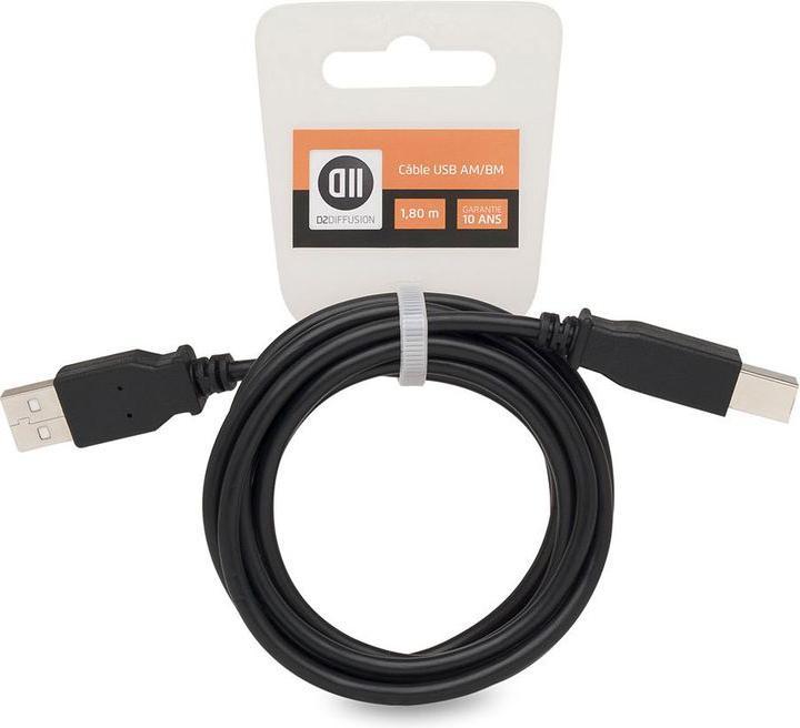Image du produit D2 Diffusion C ble USB 2.0 A m le/B m le 1.80 m Accroche cavalier (1.80 m, USB 2.0)