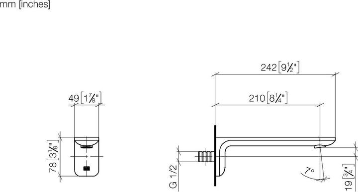 Produktbild Dornbracht LISSÉ bec de baignoire pour montage mural, 13801845-19, 13801845-19