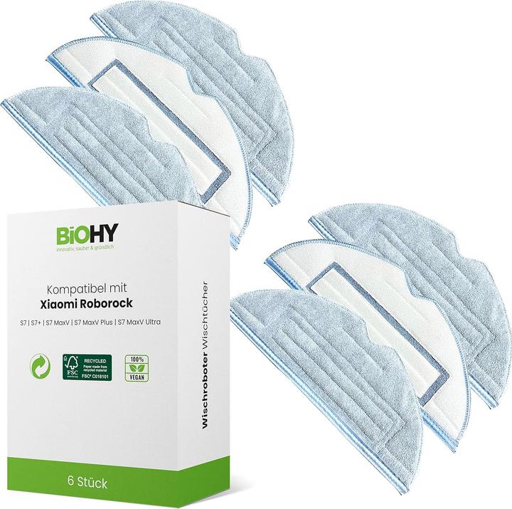 Produktbild Biohy 6er-Set Wischtücher für Roborock S8/S7