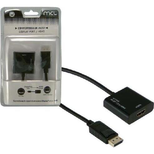 MCL Active Displayport Male To (HDMI, 15 cm), Data + Video Adapter, Schwarz