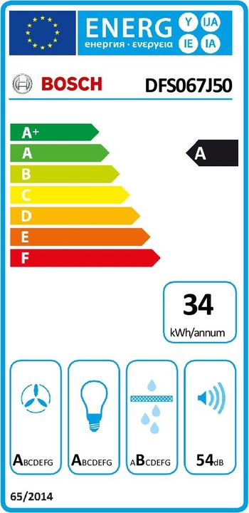 Energie-Label Bosch Hausgeräte DFS067J50 (Flachschirmhaube, Unterbauhaube)