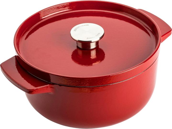 KitchenAid braadpan 26cm - gemailleerd gietijzer - keizer rood - rond (26 cm, Casserole + Stewpot, Cast iron)