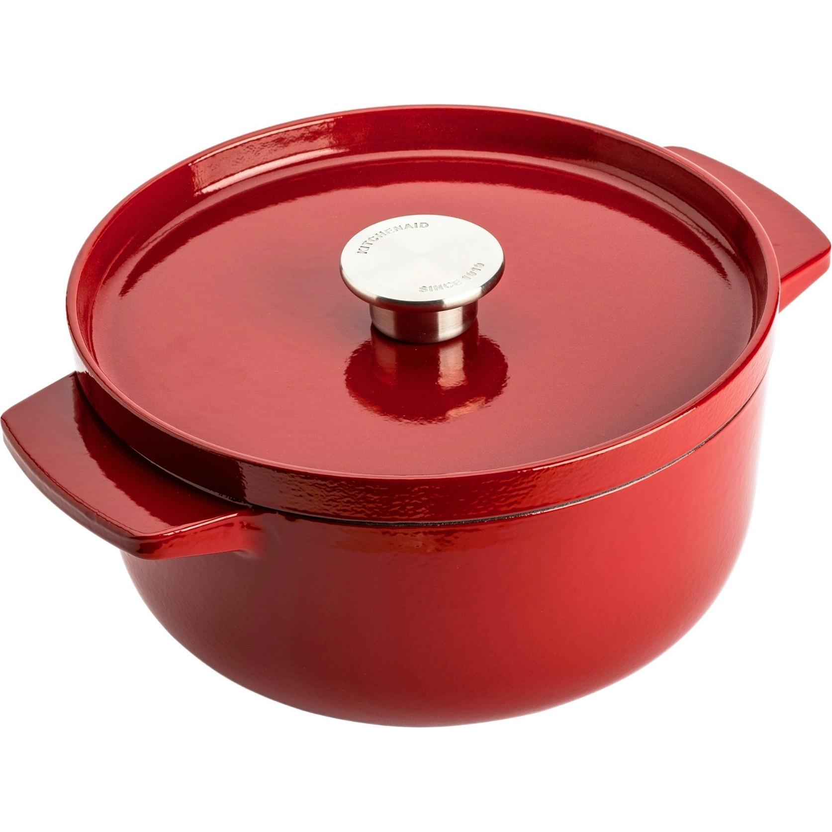 KitchenAid braadpan 22cm - gemailleerd gietijzer - keizer rood - rond, Pfanne + Kochtopf, Rot