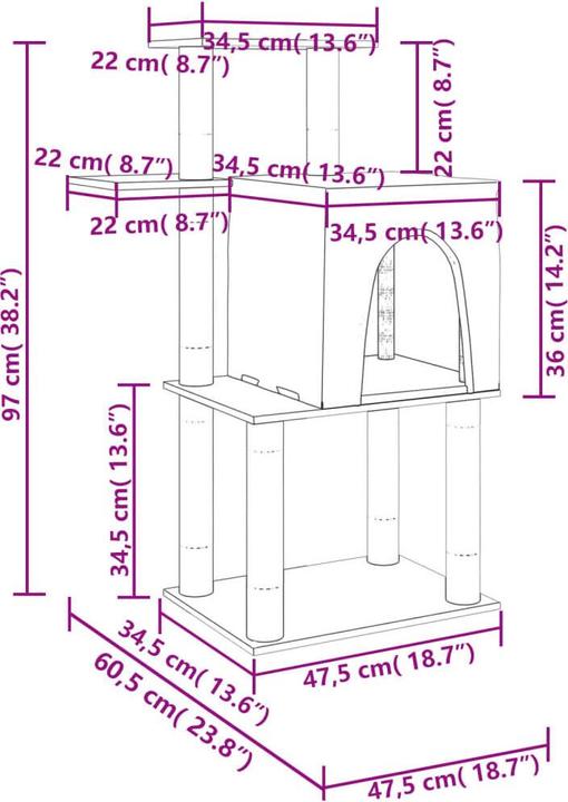 Produktbild vidaXL Kratzbaum (97 cm, Creme)