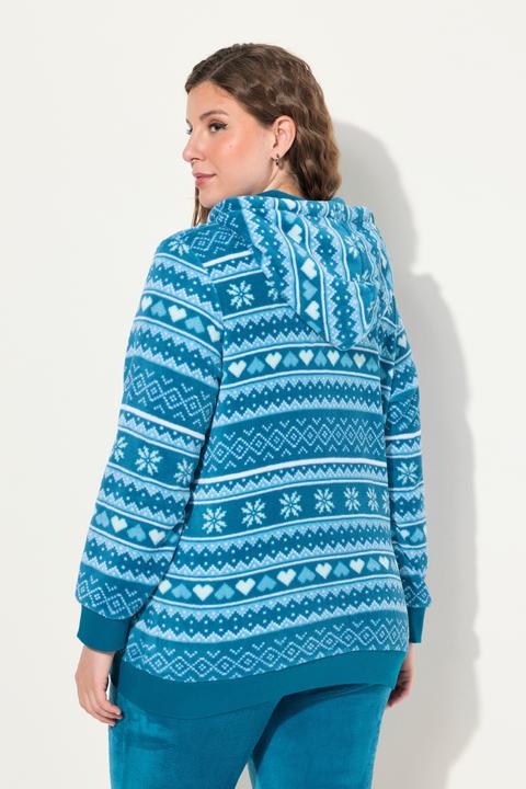 Produktbild Ulla Popken Homewear-Jacke, Plüsch, Norweger, Kapuze, recycelt (46, 48)