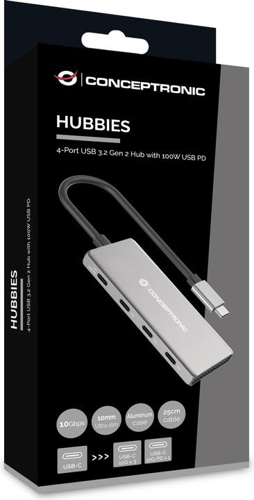 Image du produit Conceptronic 4 Port USB-Hub (USB-C, 4 Ports)