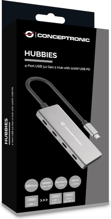 Produktbild Conceptronic 4 Port USB-Hub (USB-C, 4 Ports)