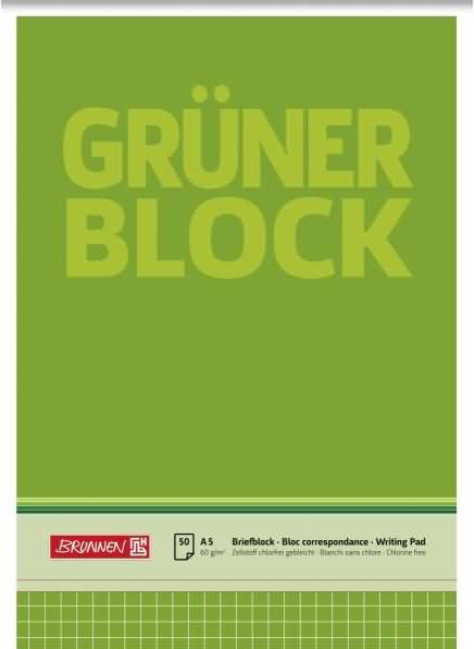 Briefblöcke "Grüner Block" DIN A5 kariert (A5, Kariert)