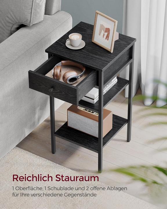 Actual product image Vasagle Nachttisch mit Schublade und Fächern im Industrie-Design (35 x 35 x 70 cm)