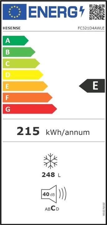 Energy Label Hisense FC321D4AWLE Chest Freezer 248 Litres (Stand-alone, 248 l)