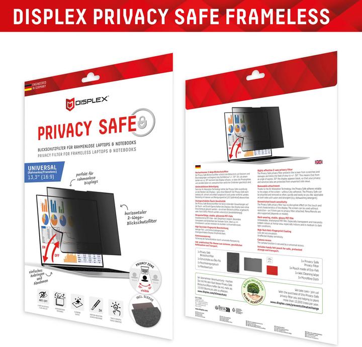 Produktbild Displex Privacy Safe randlos, Laptop Blickschutzfilter (13.30", 16:9)