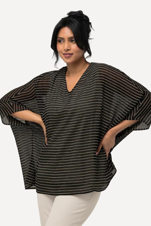 Actual product image Ulla Popken Textured Stripe Layered Blouse (50, 52)