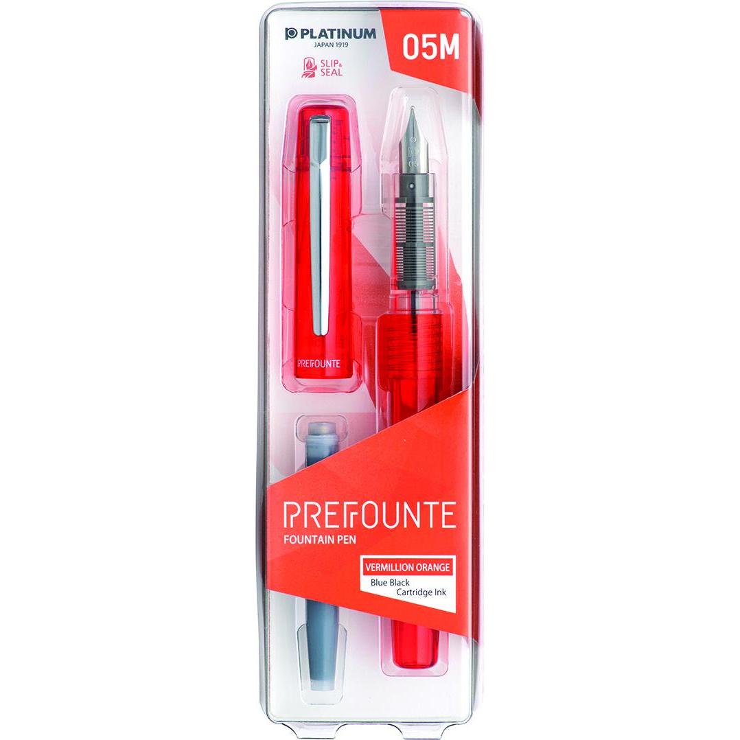 Platinum, Schreibstifte, ewige Prefounte Vermilion Orange, M, in einer Plastikverpackung, auf einem Blister, orange Farb...