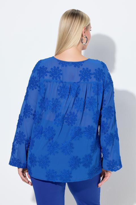 Actual product image Ulla Popken Sheer Textured Floral Blouse (62)