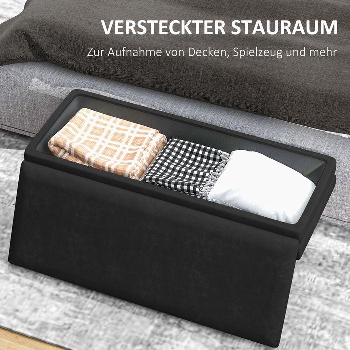 Actual product image Swisshandel24 Sitzbank Polsterbank, mit Stauraum, Stahl, 100 cm x 37,5 cm x 42 cm, Schwarz (100 cm)
