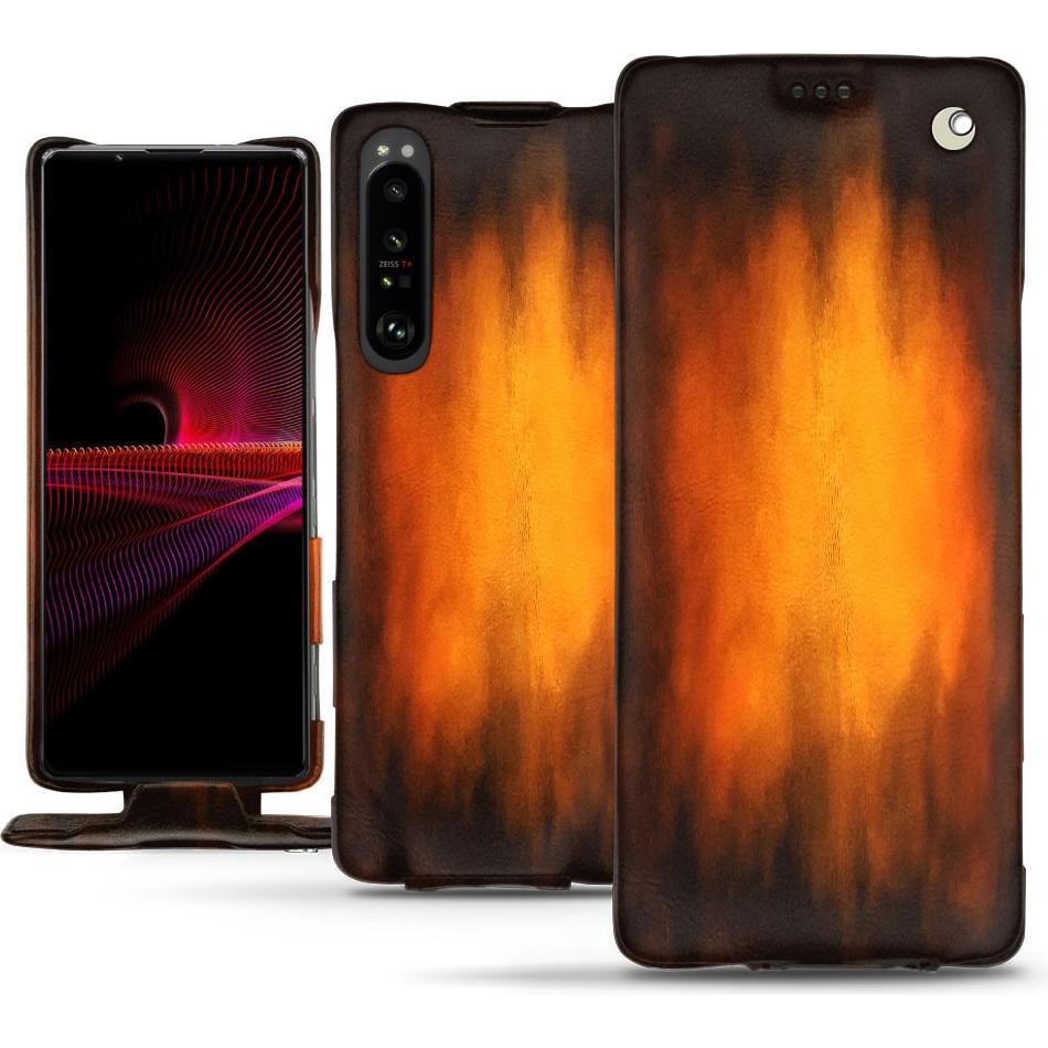 Noreve Lederschutzhülle vertikal (Sony Xperia 1 III), Smartphone Hülle, Violett