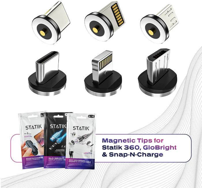 Image du produit Statik Mag.Tip for Mag.Chargecables PUP-0135 1xLightn.1xUSB-C,1xMicro-USB (10 W)