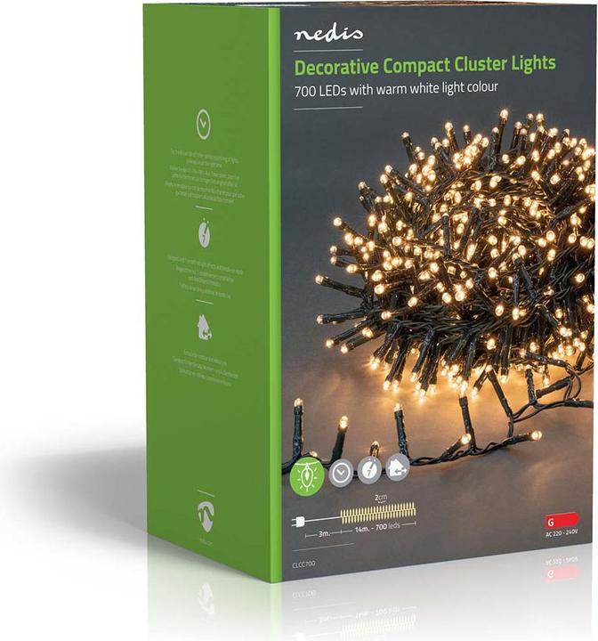 Produktbild Nedis Dekorative Lichter | Kompakter cluster | 700 LED's Warmweiss | 14 m | Lichteffekte: 7 | Innen- (17 m)