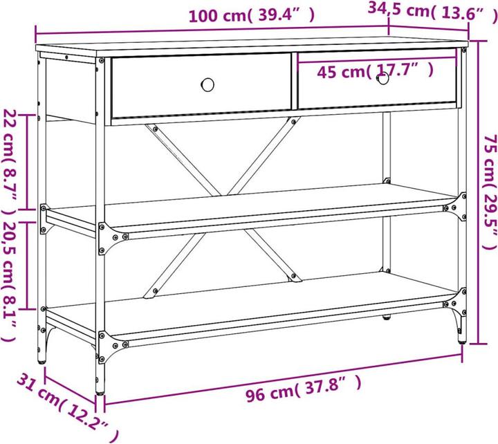 Actual product image vidaXL Konsolentisch (100 x 34.50 x 75 cm)
