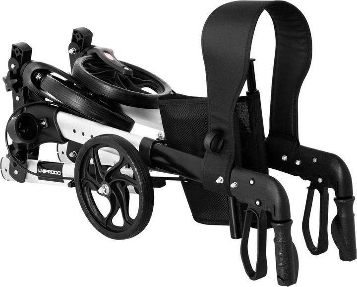 Produktbild Uniprodo Alu Rollator Faltbar Gehilfe Gehwagen Klappbar Leicht Reflektor Tasche Weiss