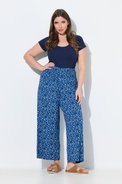 Actual product image Ulla Popken Marlenehose, Leomuster, weites Bein, Elastikbund (58, 60)