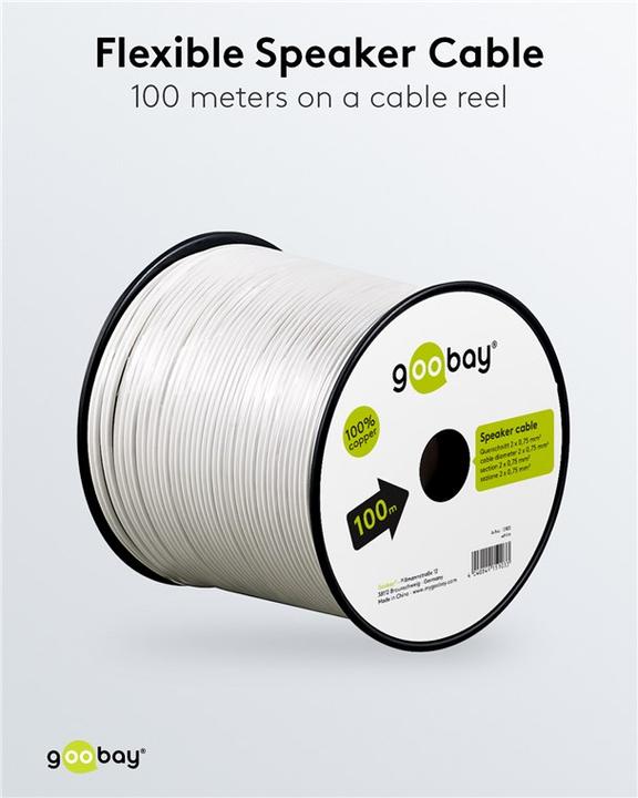 Productafbeelding Goobay Luidsprekerkabel wit CU (100 m, 0.75 mm²)