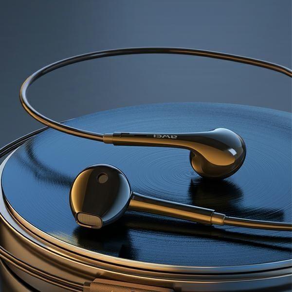 Actual product image Awei słuchawki stereo PC-7 3,5mm jack czarny/black (Cable)