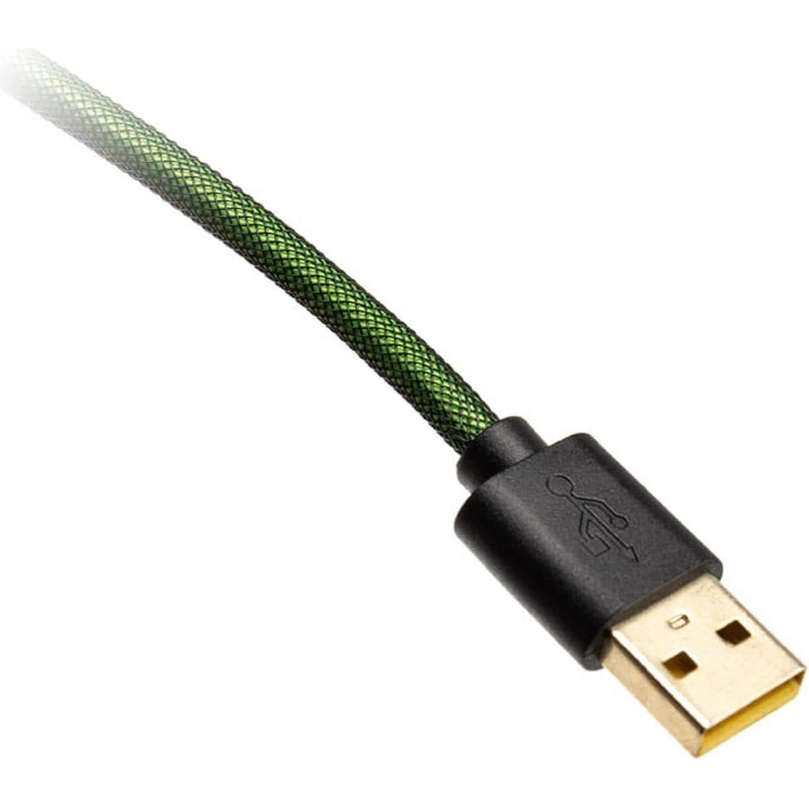 Thumbnail - Ducky Premicord Pine Green Spiralkabel, USB Typ C auf Typ A (1.80 m, USB 2.0), USB Kabel