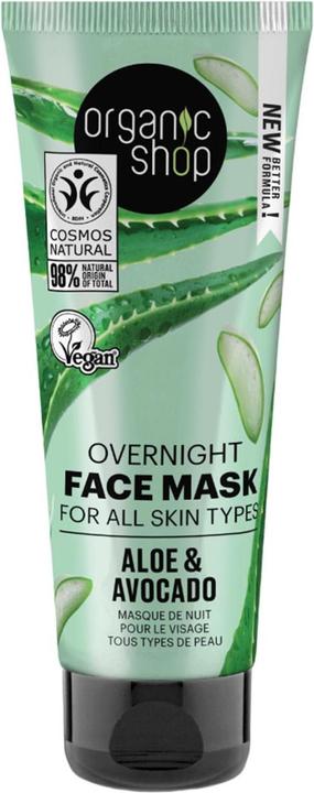 Actual product image Organic Shop Overnight face mask for all skin types avocado and aloe (75 ml) (75 ml)