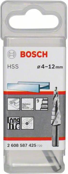 Produktbild Bosch Professional Zubehör Stufenbohrer HSS, 4 - 12 mm, 6 mm, 66,5 mm, 9 Stufen (6 mm)