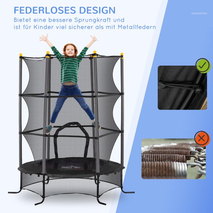 Produktbild Homcom Kindertrampolin Stahl, Kunststoff Schwarz (163 cm)