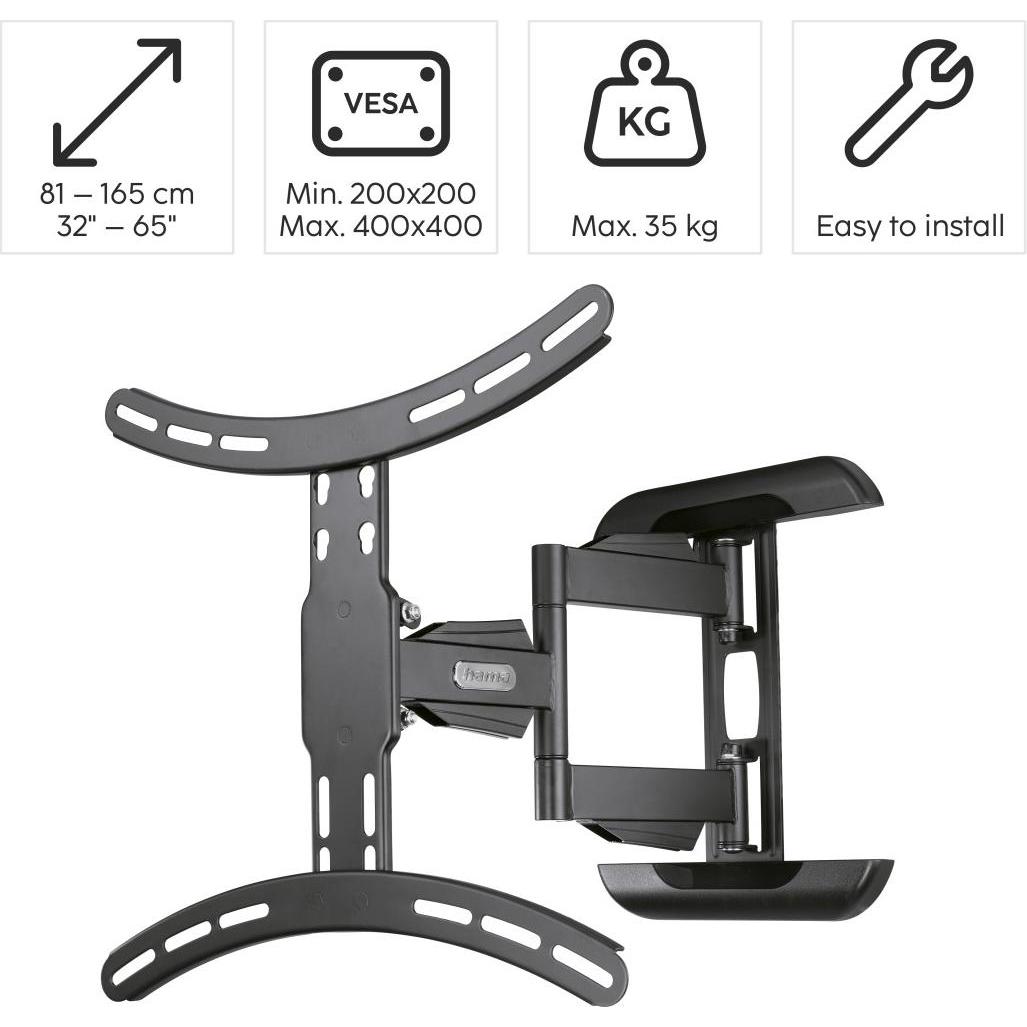 Hama Fullmotion (Wand, 65", 35 kg), TV Wandhalterung, Schwarz
