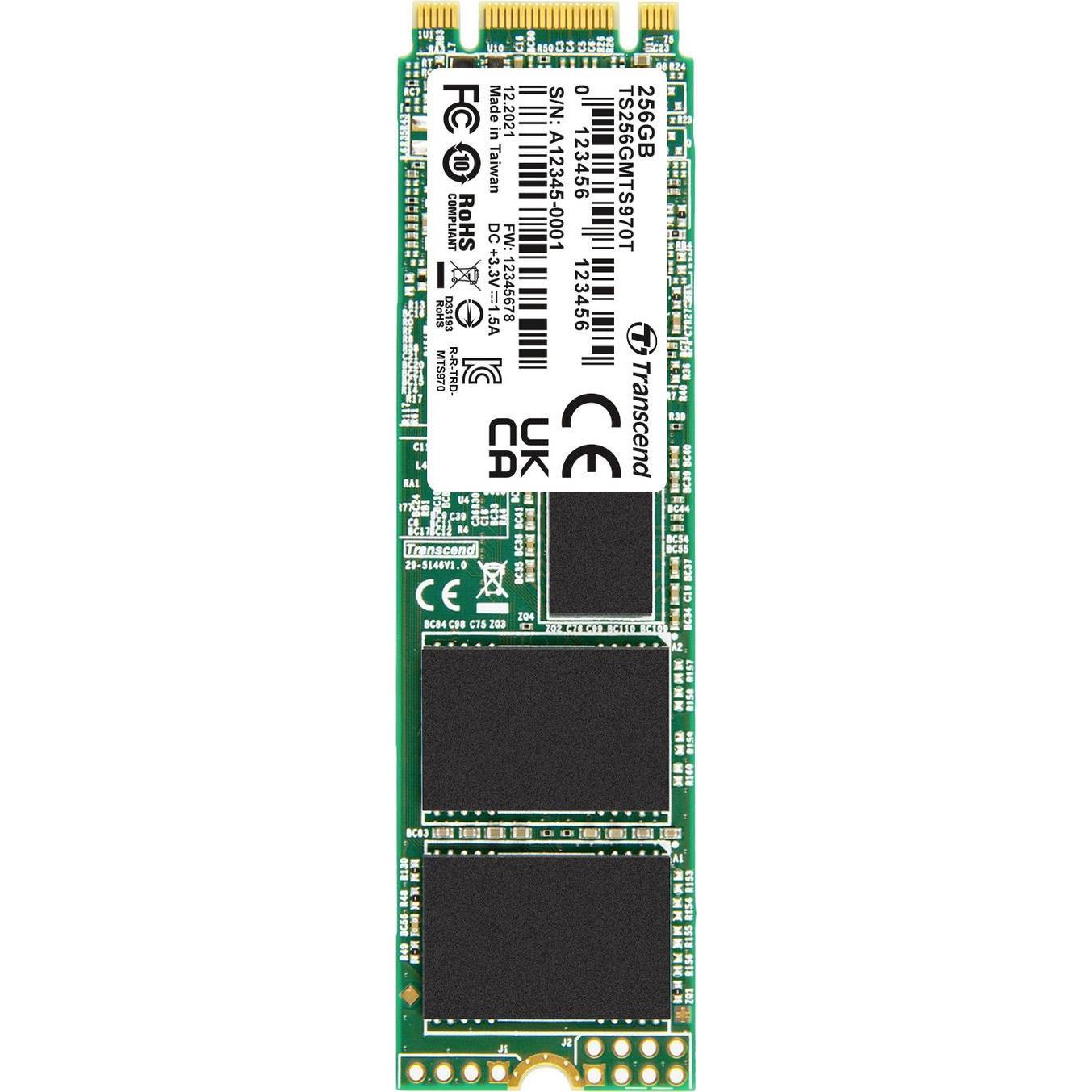 Transcend MTS970T 256 GB Interne M.2 SATA SSD 2280 SATA III Retail TS256GMTS970T (256 GB, M.2 2280), SSD